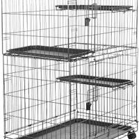Gabbia grande per gatti, con 3 ripiani, pieghevole