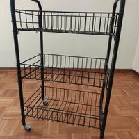 Carrellino carrello metallo con ruote 