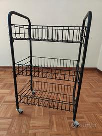 Carrellino carrello metallo con ruote 