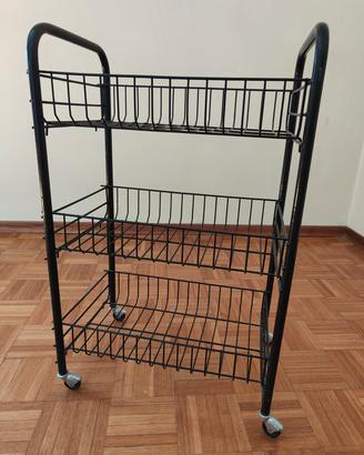 Carrellino carrello metallo con ruote 