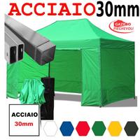 Gazebo 3x4,5 verde pieghevole ACCIAIO laterali