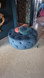 pouf blu capitone diametro 90 cm