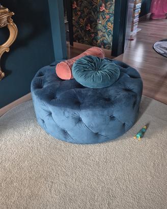 pouf blu capitone diametro 90 cm