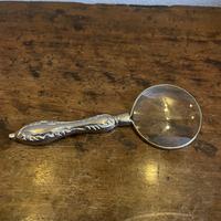 Lente d'ingrandimento vintage da scrivania silver