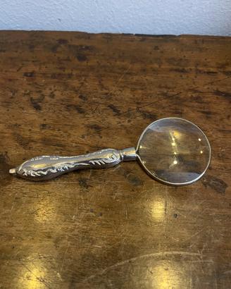 Lente d'ingrandimento vintage da scrivania silver