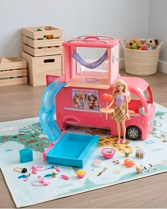 Barbie Camper pop-up+Barbie nuova+ accessori 