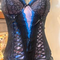 Corsetto bustino pizzo nero/blu tagliaS