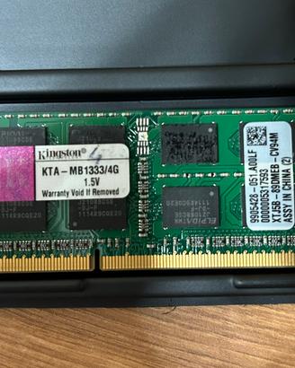 Ram ddr3 kingston 4GB per portatile