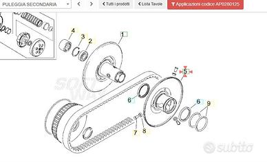 Puleggia secondaria esterna Aprilia Leonardo 125 A