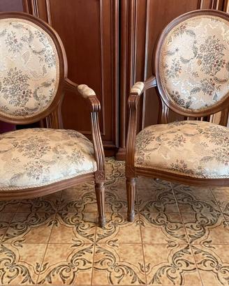 Coppia di Poltroncine Medaglione Stile Luigi XVI