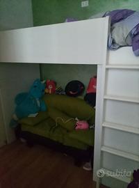letto a castello, scrivania, divano