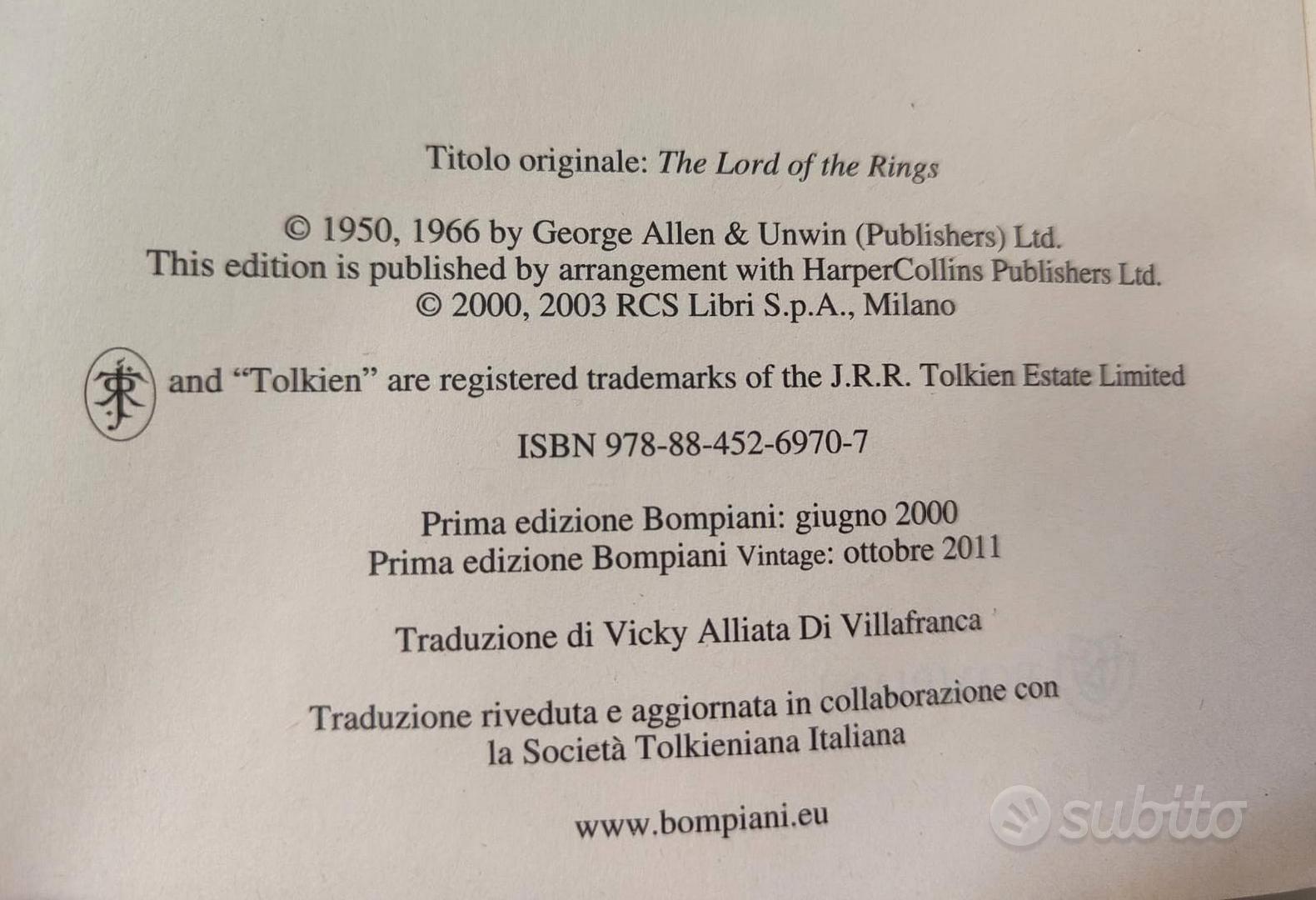 Tolkien collection: Il Signore degli Anelli, edizione Bompiani Vintage 2011