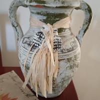 vaso in terracotta decorato alt 35cm