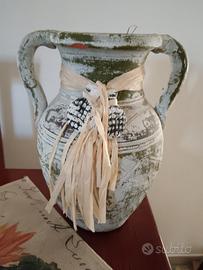 vaso in terracotta decorato alt 35cm