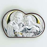 Quadretto Sacra Famiglia IN ARGENTO + Santini