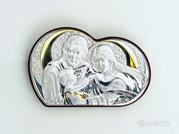 Quadretto Sacra Famiglia IN ARGENTO + Santini