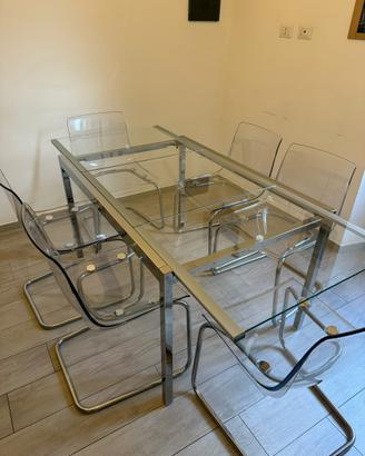 Tavolo in vetro e kit 6 sedie Ikea