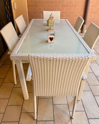 Tavolo in alluminio con vetro per esterno