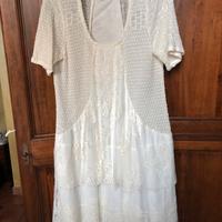 Vestito in pizzo di lino e viscosa