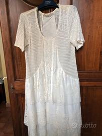 Vestito in pizzo di lino e viscosa