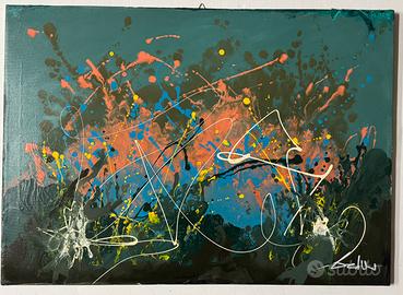 Quadro tecnica mista su tela Bellini astratto, pop