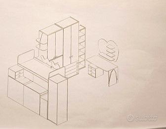 cameretta completa 3,45 x 3,15 mt con scrivania