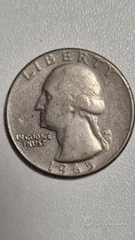 moneta quarto di dollaro 1965