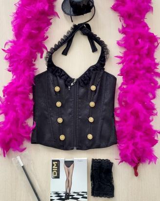 Corsetto halter nero con bottoni + accessori