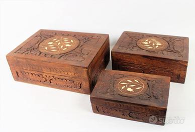 Tre scatole in legno " tipo Matriosche "