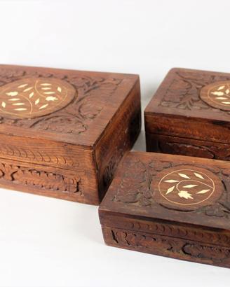 Tre scatole in legno " tipo Matriosche "