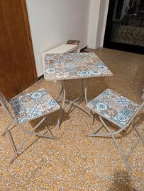 Set Bistrot Ghisa e Ceramica (Tavolo + 2 Sedie)
