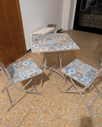 Set Bistrot Ghisa e Ceramica (Tavolo + 2 Sedie)