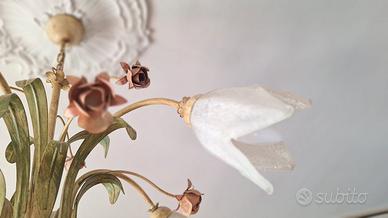 Coppia di Lampadari vintage fiorentini con rose 