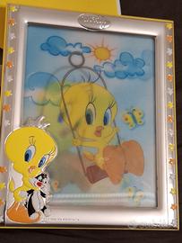 Cornice lastra d'argento portafoto  Looney Tunes