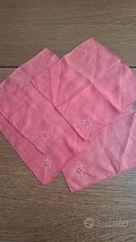 Set fazzoletti tovaglioli vintage in lino ricamati