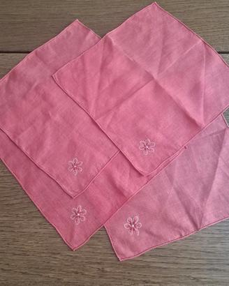 Set fazzoletti tovaglioli vintage in lino ricamati