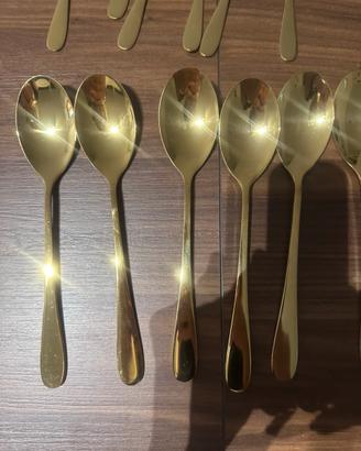 Set posate color oro acciaio INOX