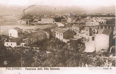 Palermo Cartolina panorama da villa Belmonte 1918