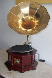 Grammofono Ottagonale con disco e puntine