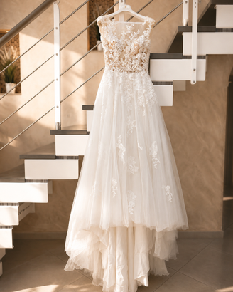 Abito sposa Pronovias in tulle con velo taglia 40