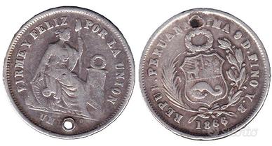 MONETA PERUVIANA 1 DENERO PERU 1866 COD V33-GY2
