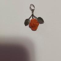 Ciondolo In argento 835 con  corallo vintage 