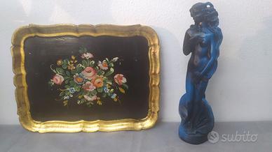 VASSOIO LEGNO DIPINTO A MANO E VENERE RESINA