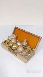 10 Palle Pendenti Natale Fine Vetro Stile Vintage