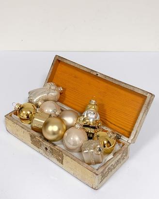 10 Palle Pendenti Natale Fine Vetro Stile Vintage