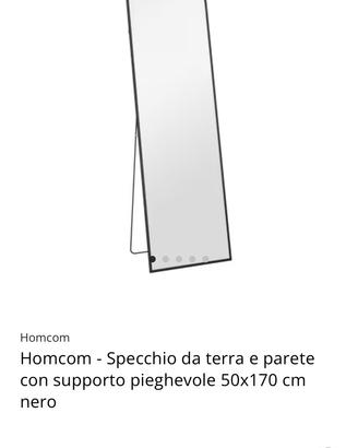 Specchio da terra o parete con supporto nero