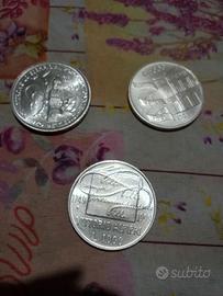 3 Monete in argento Fdc lire 500 + 1000 + 1000