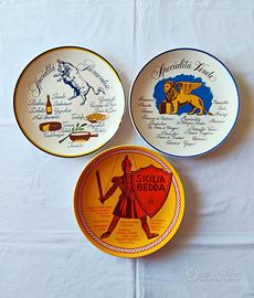 Tris piatti vintage Veneto, Piemonte, Sicilia