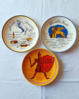 Tris piatti vintage Veneto, Piemonte, Sicilia