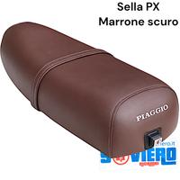 Sella Lunga Marrone Scuro con Scritta Vespa PX 125